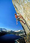 matt leading the rock climb death crack in tuolumne meadows