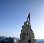 karine on pinnacle by cathedral peak, yosemite np
