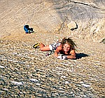 mary on shipoopi crux pitch, tuolumne meadows, ynp